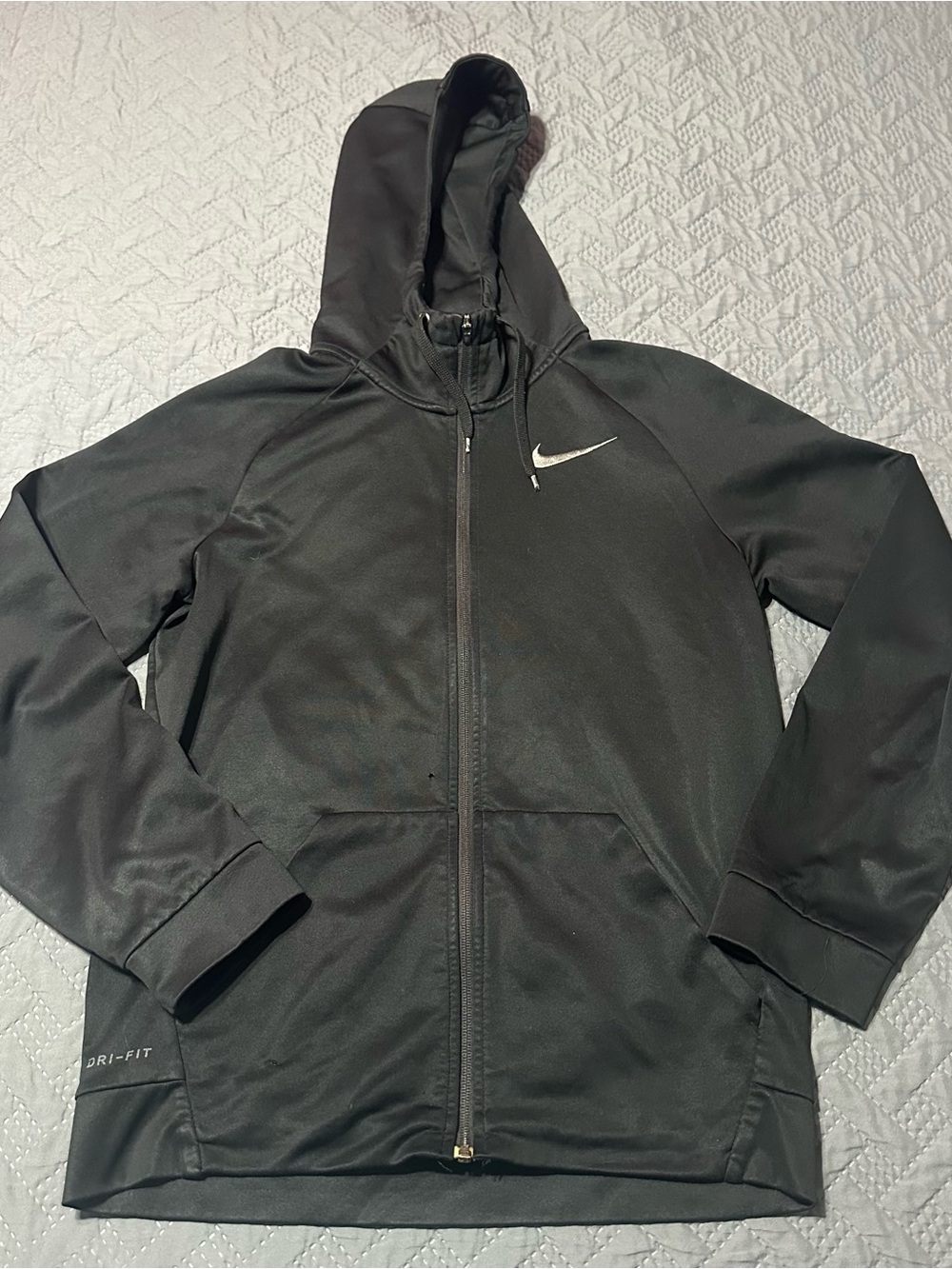 Nike Hoodie Men S Dri Fit Full Zip Black Athletic Performance Sweatshirt